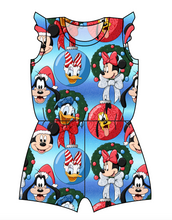 Load image into Gallery viewer, Mouse Friends Holiday Ivy Summer Romper