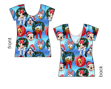 Load image into Gallery viewer, Mouse Friends Holiday Ladies' Low Back Ballerina Tee