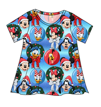 Load image into Gallery viewer, Mouse Friends Holiday Ladies' Swing Tee