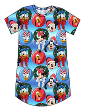 Load image into Gallery viewer, Mouse Friends Holiday Ladies' T-Shirt Dress