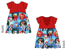 Load image into Gallery viewer, Mouse Friends Holiday Low Back Dress