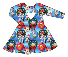 Load image into Gallery viewer, Mouse Friends Holiday Molly Heart Back Twirly Dress