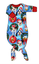 Load image into Gallery viewer, Mouse Friends Holiday Newborn Knotted Gown