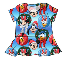 Load image into Gallery viewer, Mouse Friends Holiday Peplum Top